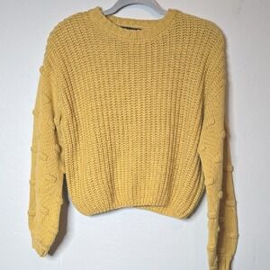 Moon and Madison Yellow Chunky Knit Sweater, Women's Size XS